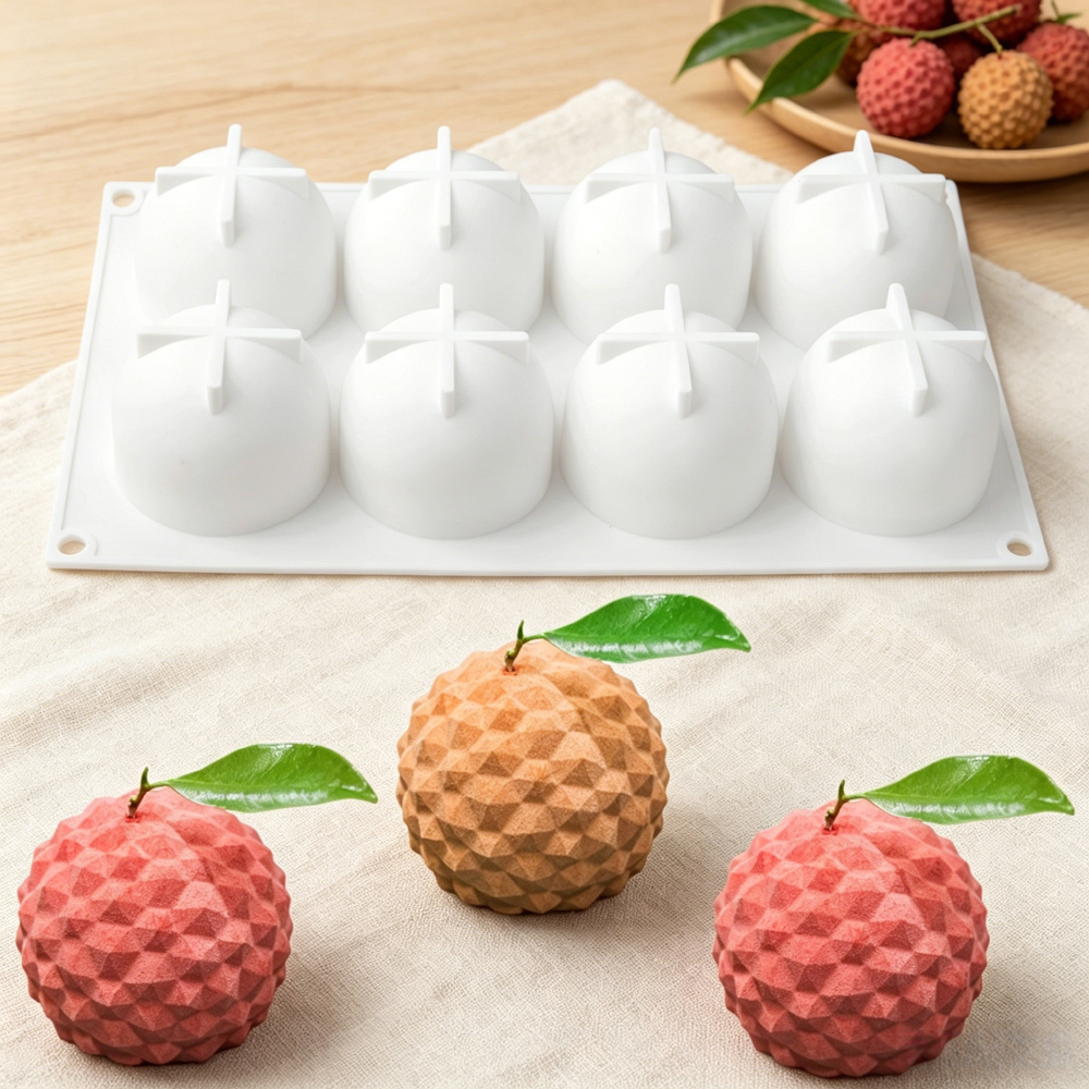 Soap Making Organic - 8‑Cavity Lychee Silicone Mold Chocolate Pudding