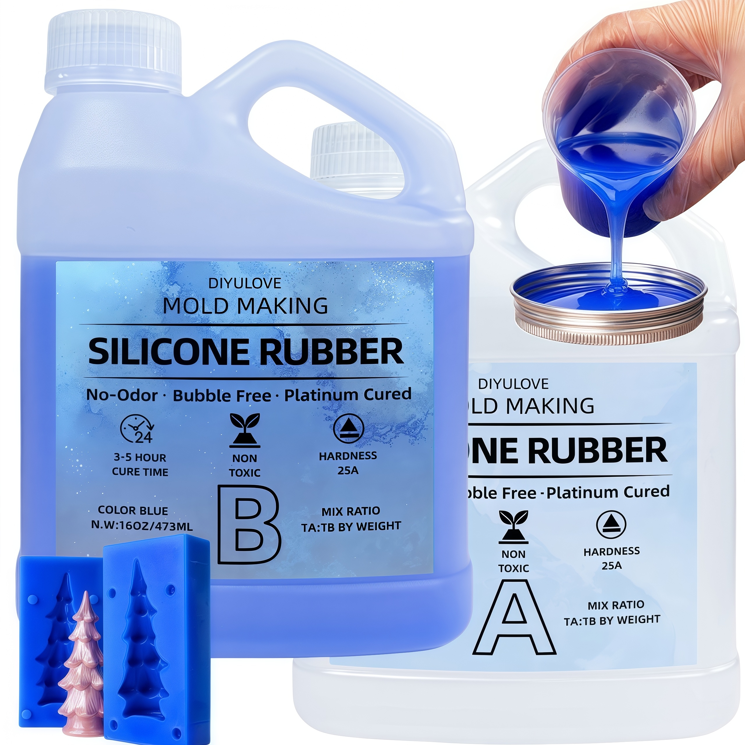 Soap Making Molds - 32oz High-Performance Silicone Rubber Non-Toxic for