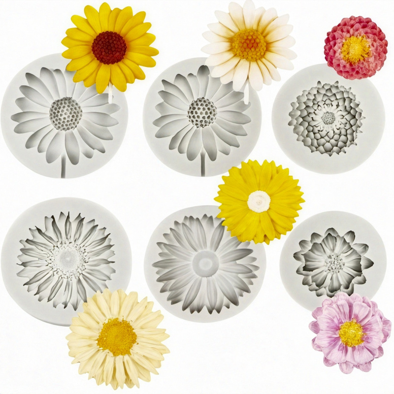 6 Pieces，Sunflower Daisy Silic - Soap Making Molds incelemesi ve fiyatı
