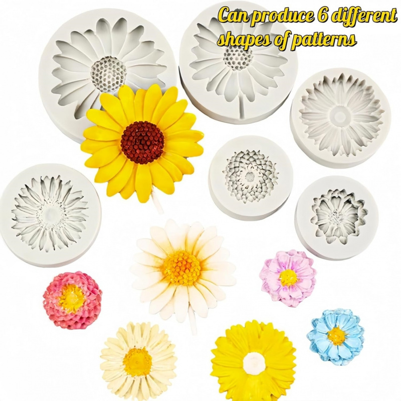 6 Pieces，Sunflower Daisy Silic - Soap Making Molds incelemesi ve fiyatı