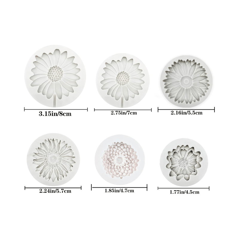 6 Pieces，Sunflower Daisy Silic - Soap Making Molds incelemesi ve fiyatı