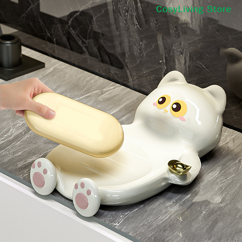 [CL]1Pcs Cute Cat Soap Dish Cr - Soap Making Box incelemesi ve fiyatı