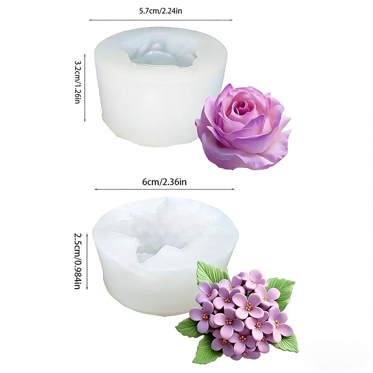 2-Piece 3D Rose and Lilac Sili - Soap Making Designs incelemesi ve fiyatı